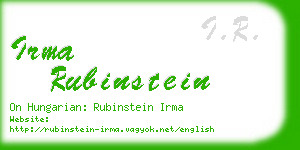 irma rubinstein business card